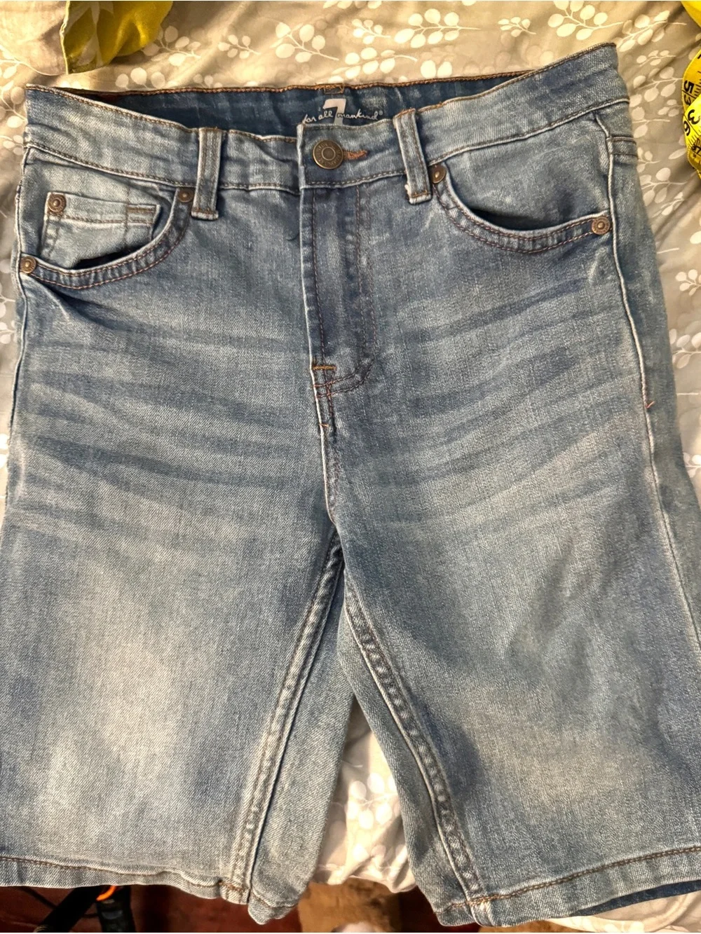 7 For All Mankind Light Blue Denim Jean Shorts